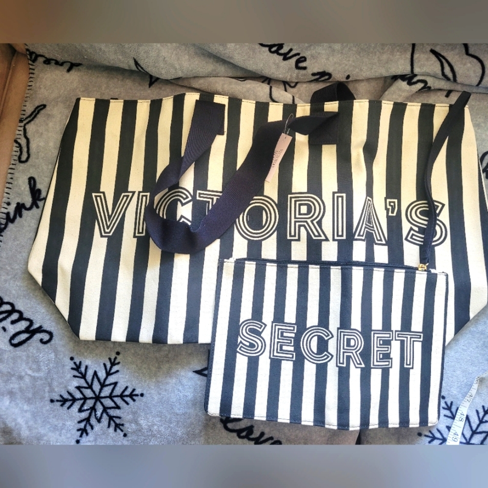 Victoria's Secret Black and White Tote Bag W/ BONUS BAG